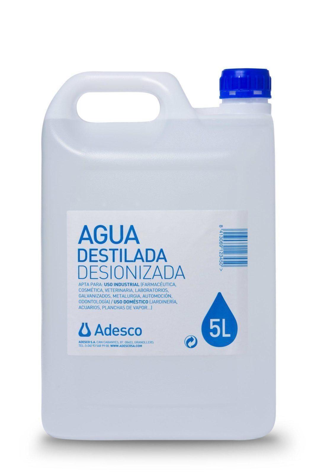 Incorrecto puede pandilla Agua Desionizada (Destilada) en Bidón de 5 litros - Adesco